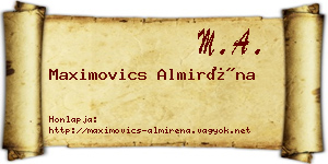 Maximovics Almiréna névjegykártya